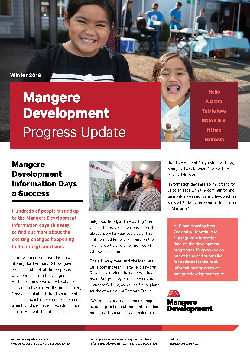 Mangere Progress Update Newsletter Winter Screen